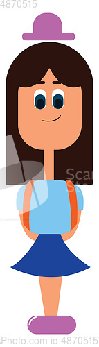 Image of A small girl in school uniform vector or color illustration