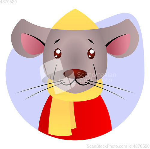 Image of Cartoon mouse in chinese suit vector illustartion on white backg