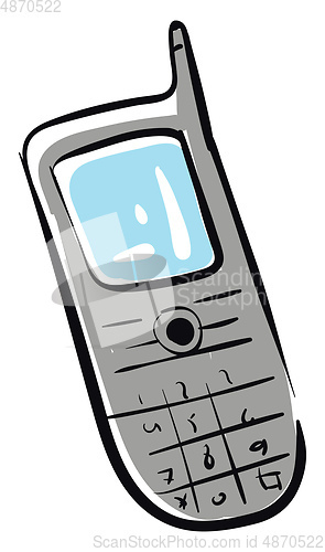 Image of Grey mobile phone illustration vector on white background 