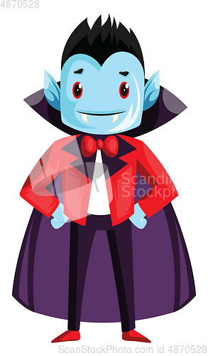 Image of Happy cute dracula character with blue face vector illustration 