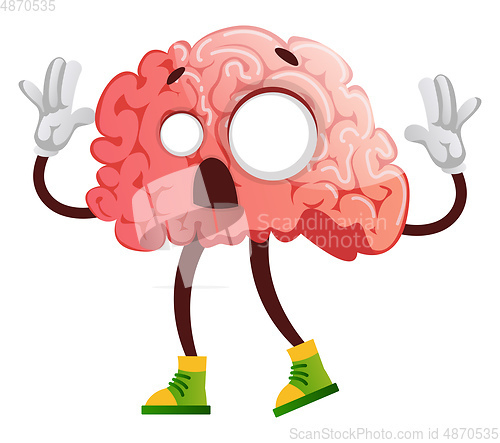 Image of Brain is acting like a zombie, illustration, vector on white bac