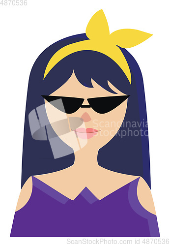 Image of Stylish girl with sunglasses and yellow scarf vector illustratio