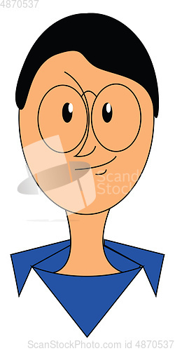 Image of Boy wearing blue shirt and glasses illustration vector on white 