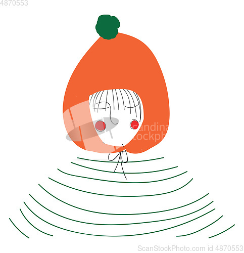 Image of A girl wearing an orange winter hat vector or color illustration