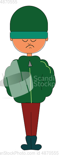 Image of Clipart of a man standing in his winter clothes vector or color 