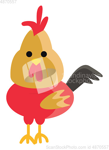 Image of Clipart of a colorful cock with his freed comb on the top vector