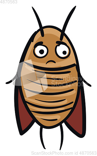 Image of Sad brown cockroach  vector illustration on white background
