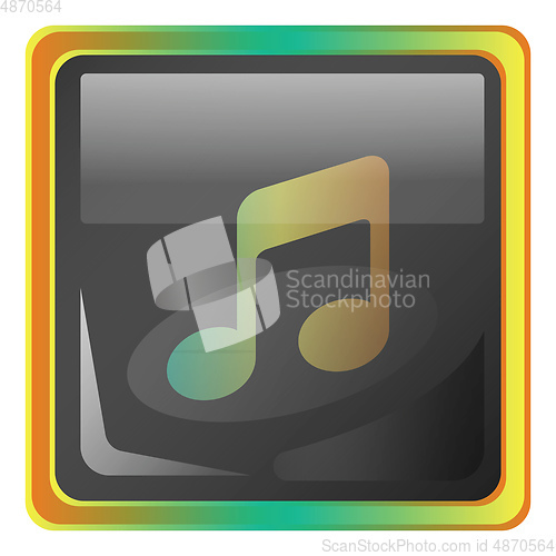 Image of Music grey square vector icon illustration with yellow and green