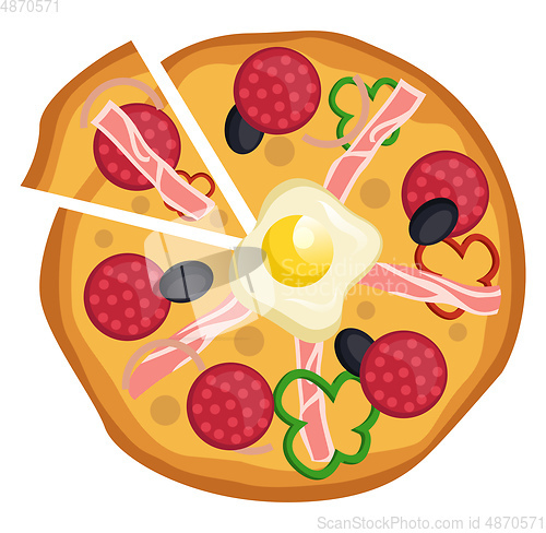 Image of Salami and egg pizzaPrint
