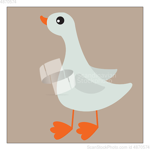 Image of A white cartoon duck over pale pink background vector or color i