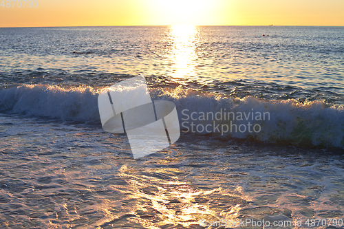 Image of Red sunset over the sea. Beautiful sunset.