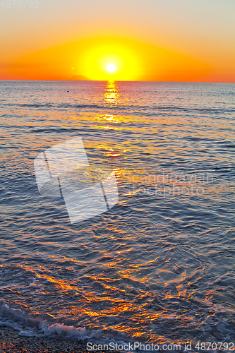 Image of Red sunset over the sea. Beautiful sunset.