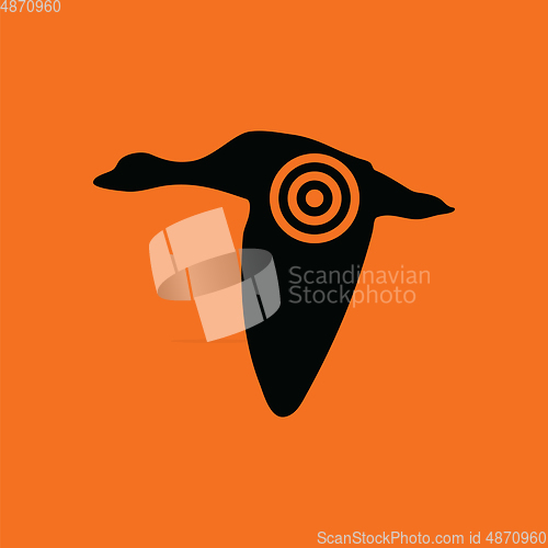 Image of Flying duck  silhouette with target  icon