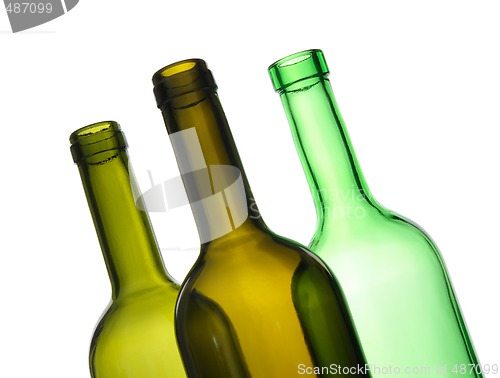 Image of Three green empty bottles