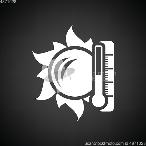 Image of Sun and thermometer with high temperature icon