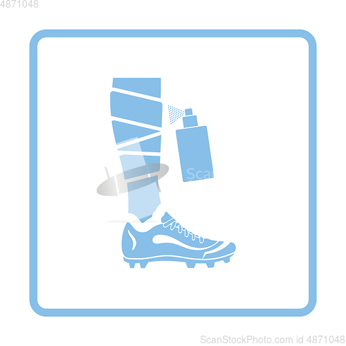 Image of Soccer bandaged leg with aerosol anesthetic icon