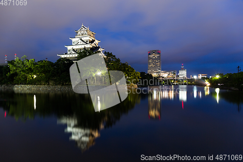 Image of Japanese Hiroshima castle at night