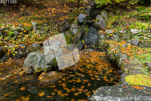Image of Japanese temple in autumn season