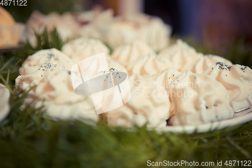 Image of sweets on the wedding table. Vintage color.
