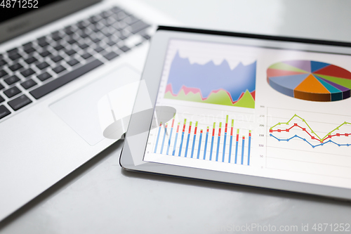 Image of Tablet computer with business chart