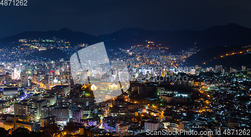 Image of Nagasaki cityscape in Japan at night