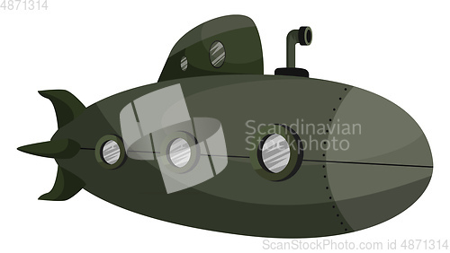 Image of Deep green submarine vector illustration on white background.