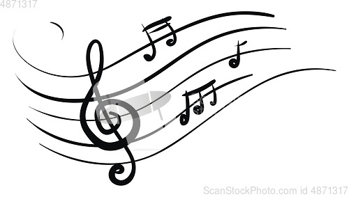 Image of A silhouette of musical notes over white background vector or co