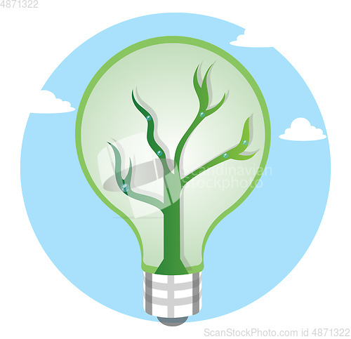 Image of Green light bulb as a symbol for renewable energy resources illu