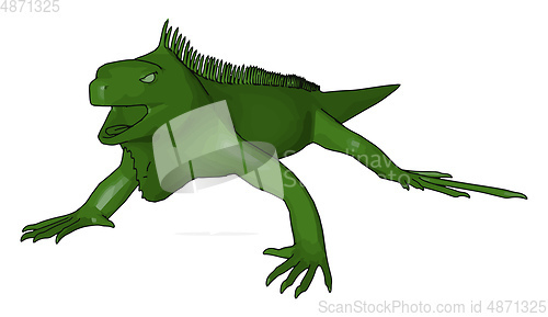 Image of Green scary reptile with tetra pods vector or color illustration