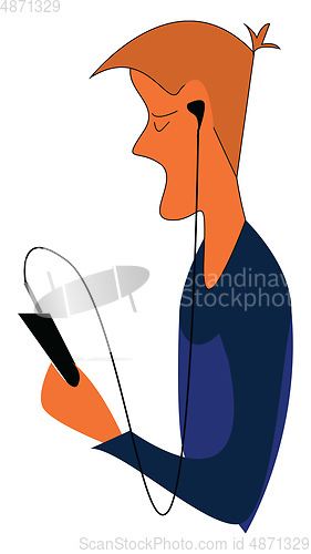 Image of Clipart of a boy with eyes closed wearing a blue sweater and lis