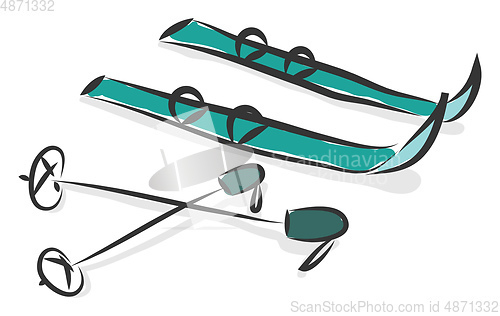 Image of Simple cartoon of a pair of blue snowskis vector illustration on