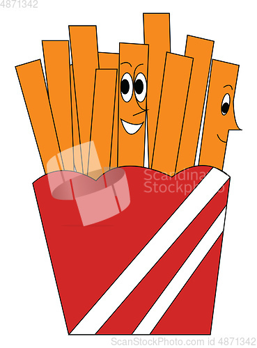 Image of A box of French fries vector or color illustration
