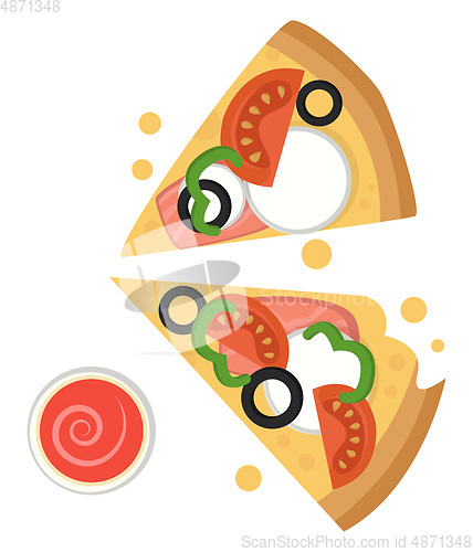 Image of Two slices of pizza with mozzarellaPrint
