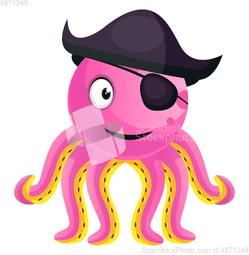Image of Smiling octopus with an eyepatch illustration vector on white ba
