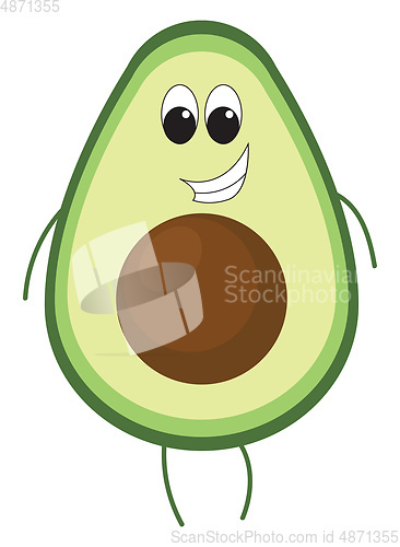 Image of Happy Avocado vector or color illustration