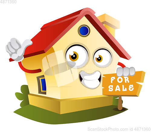 Image of House is holding for sale sign, illustration, vector on white ba