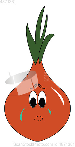 Image of A crying red onion vector or color illustration