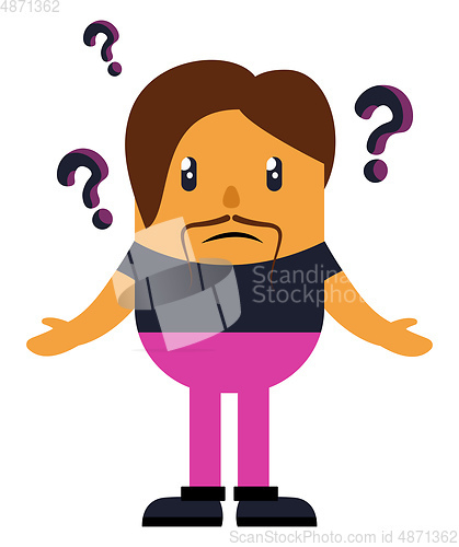 Image of Confused man, illustration, vector on white background.