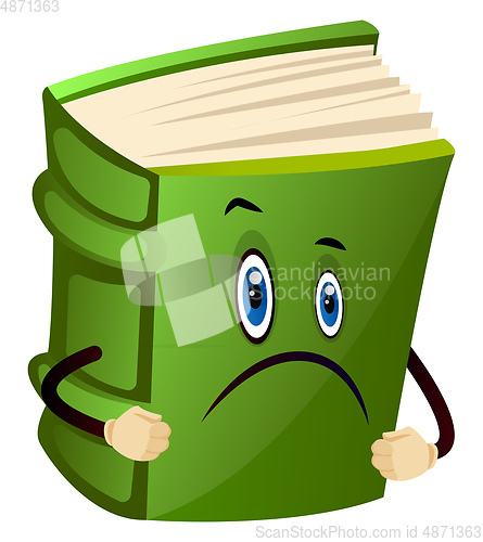 Image of Green book is sad, illustration, vector on white background.