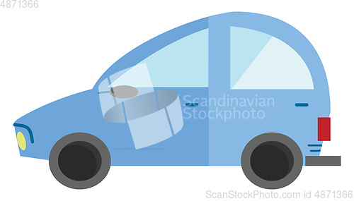 Image of Clipart of a blue passenger car rolling on the road vector color