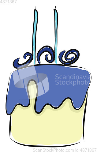 Image of A cake with a candles, vector color illustration.