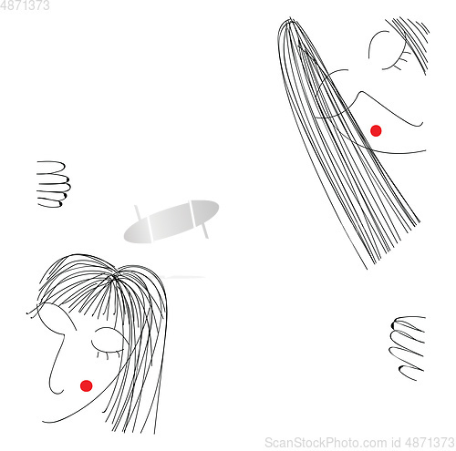 Image of Two cartoon portraits vector illustration on white background