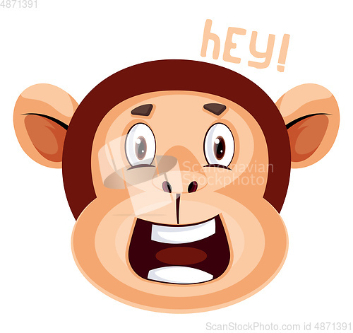 Image of Monkey is saying hey, illustration, vector on white background.