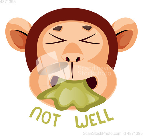 Image of Monkey is throwing up, illustration, vector on white background.