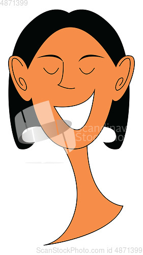 Image of A laughing skinny cartoon girl in cropped hairstyle vector or co