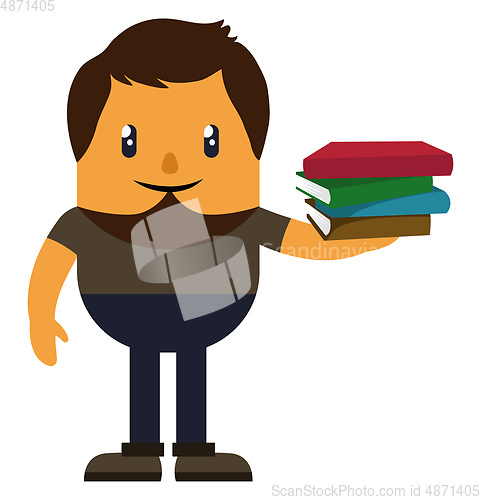 Image of Man with books, illustration, vector on white background.