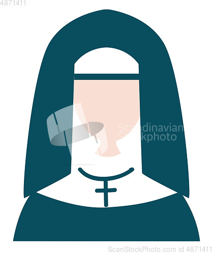 Image of Blue silhouette of a female Christian missionary or nun vector c