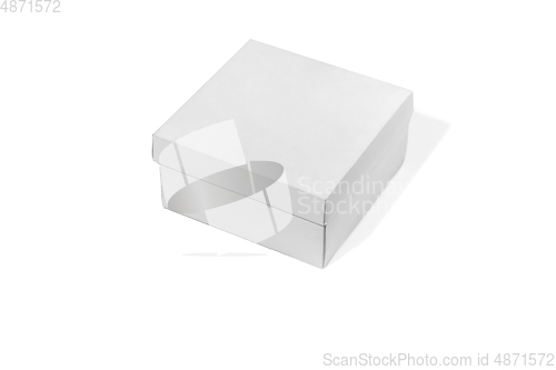 Image of Blank white box isolated on a white studio background, copyspace