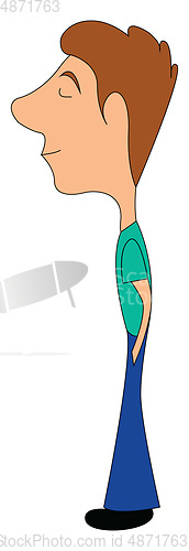 Image of Little kid with hands in the pokets walkingillustration vector o