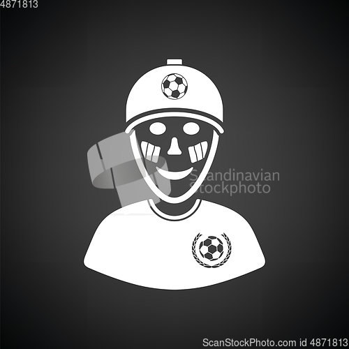 Image of Football fan with painted face by italian flags icon
